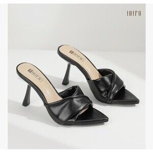 Women's Black IDIFU IN4 Pointed Open Toe Size 9 Stiletto Heels Slip On Sandals